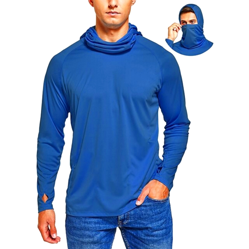 Breathable Fishing Shirts for Men UPF 50 with Gaiter Mask Sun Protection T-Shirt